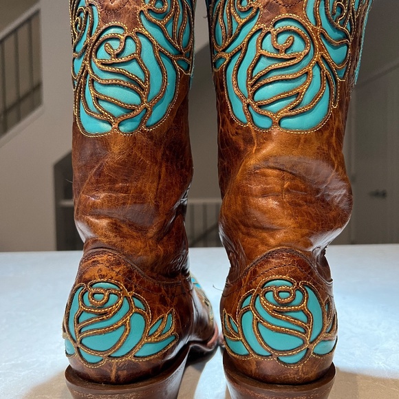 Ariat Turquoise Rose Inlay Cowboy Boots – Women’s 8 - Picture 3 of 5
